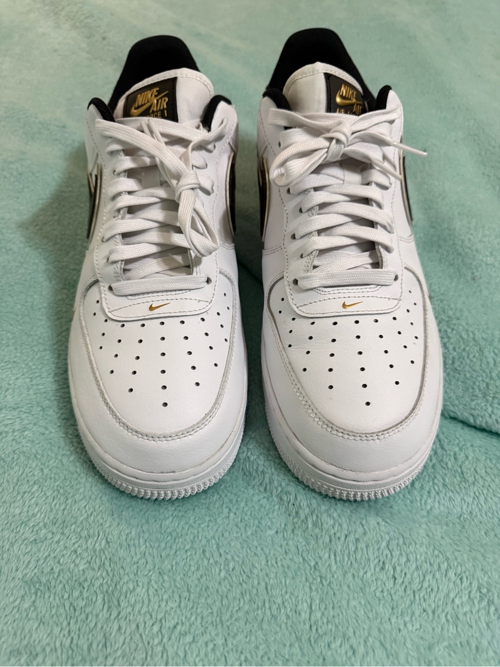 Nike Air Force 1 Low "Double Swoosh" White/Gold Sneakers Men’s size 11